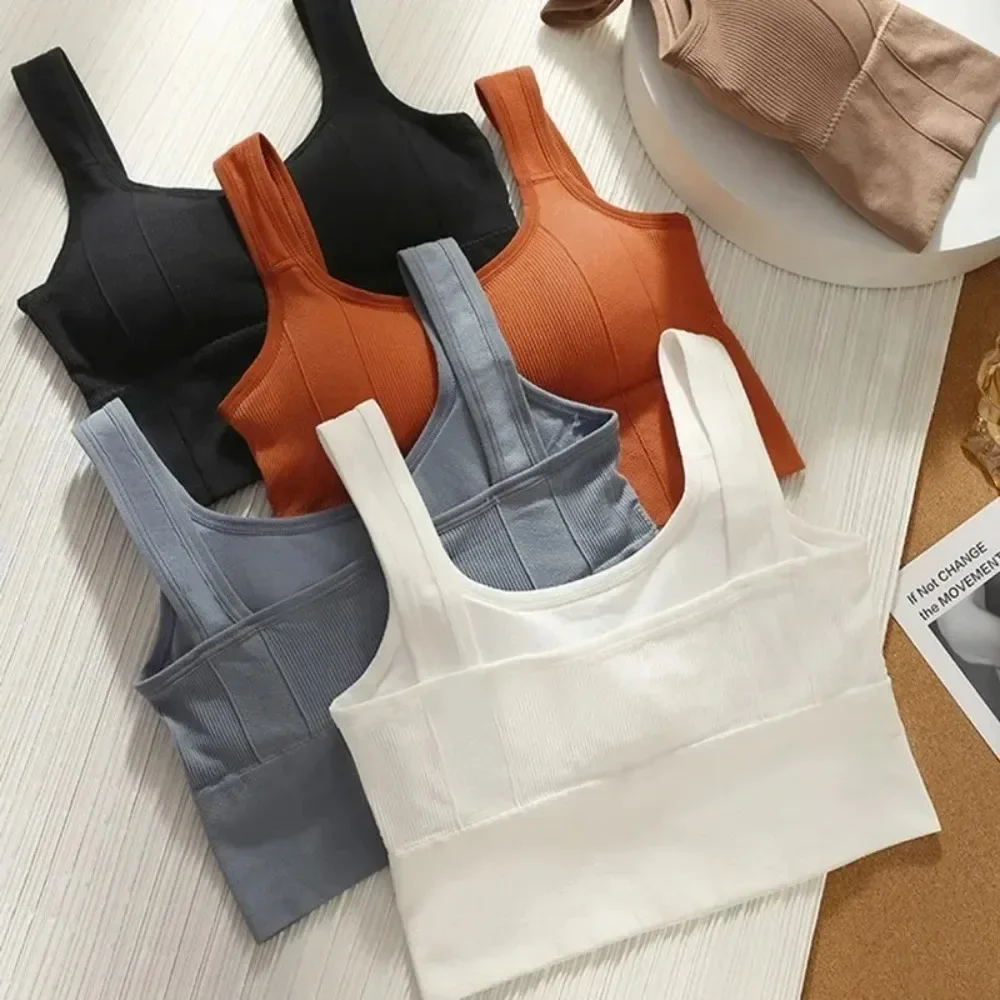 Solid Ribbed Sports Bra Workou - Underwire Bra Padded reseña y precio