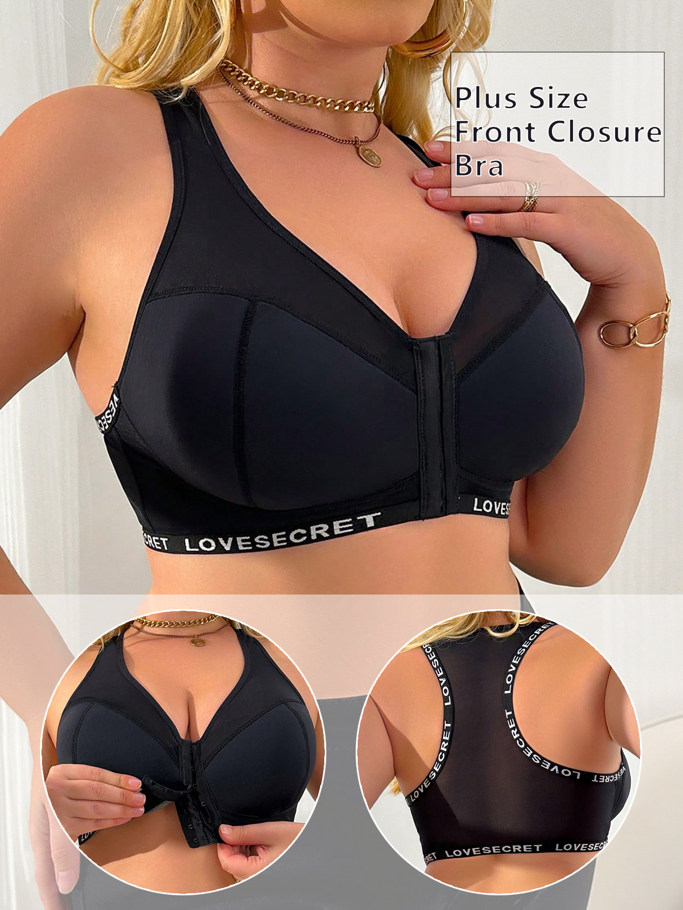 Women Plus Size Lace Bra Front - Full Coverage Bra reseña y precio
