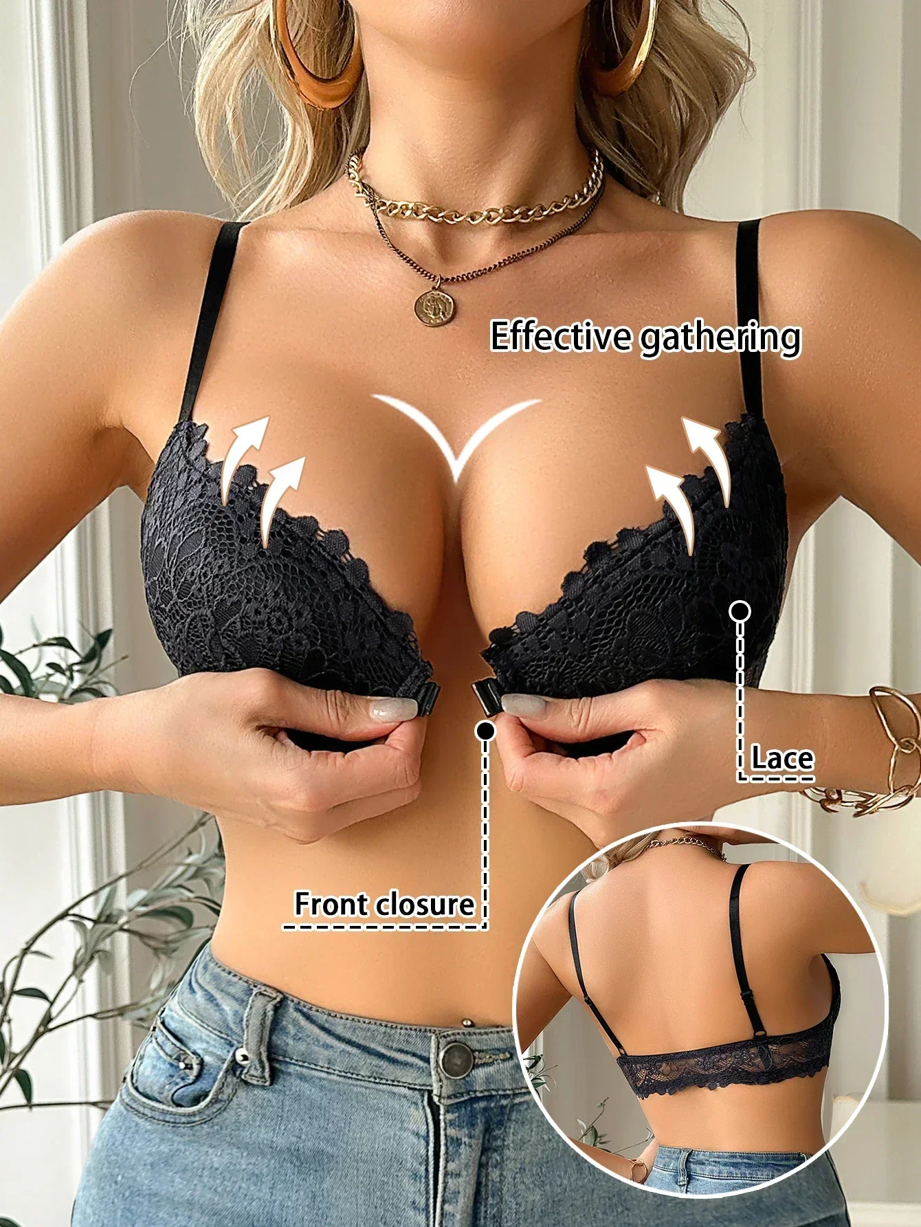 Women's Lace Front Clasp Push  - Cotton Bra Everyday reseña y precio