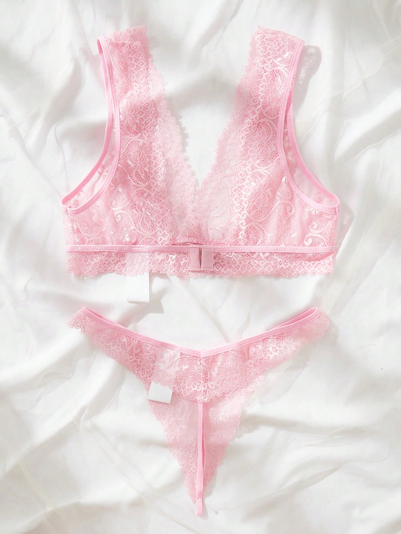 Pink Lace Lingerie Set Sheer F - Lace Bralette Set reseña y precio