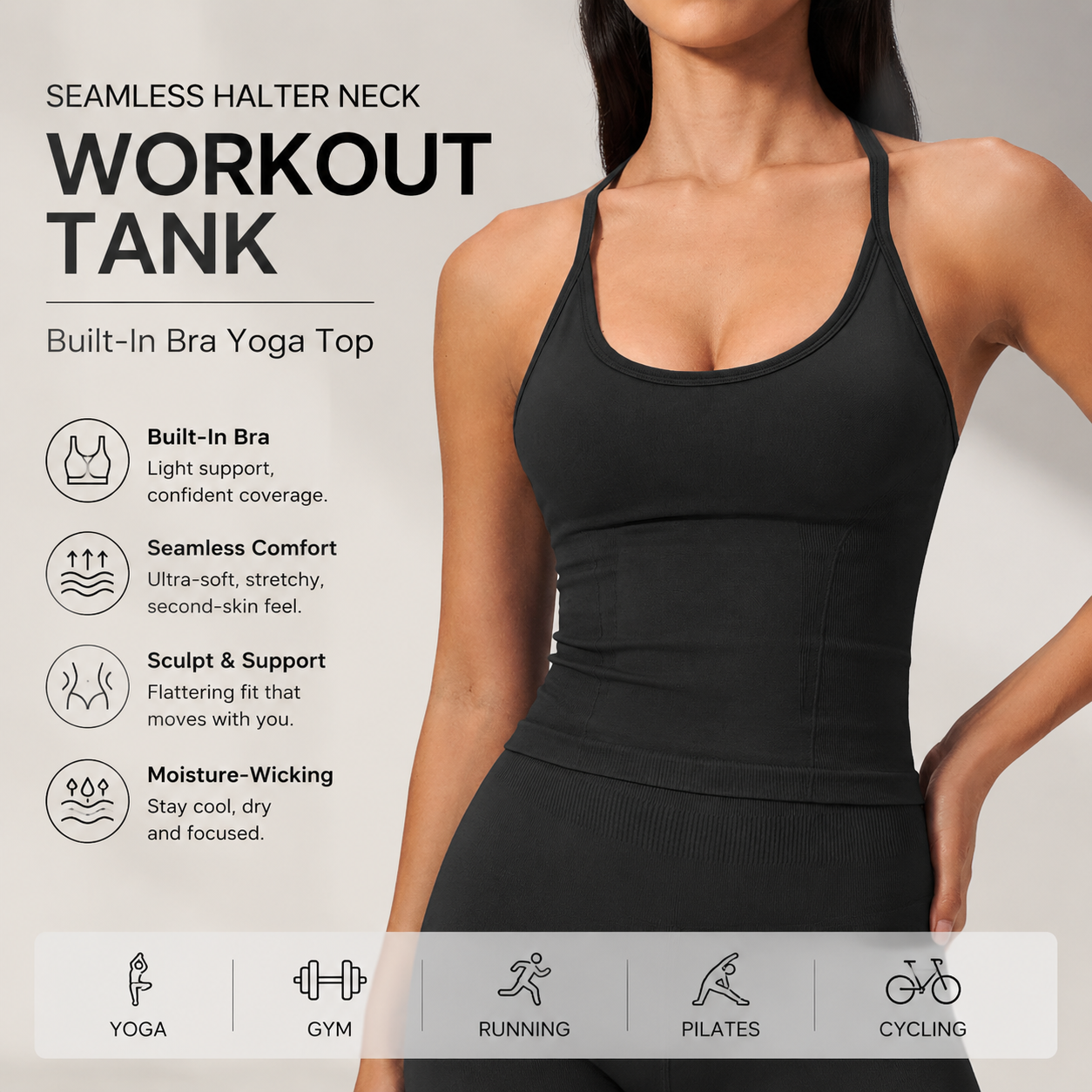 Luxury 2 in 1 Yoga Tank Top wi - T Shirt Bra Seamless reseña y precio