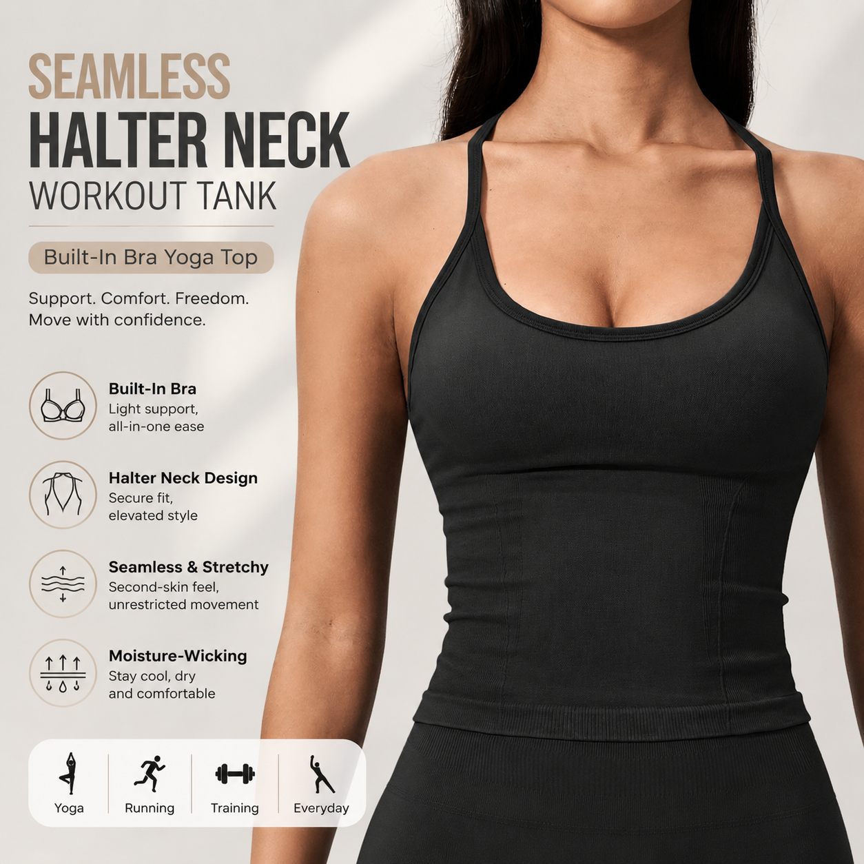 Luxury 2 in 1 Yoga Tank Top wi - T Shirt Bra Seamless reseña y precio