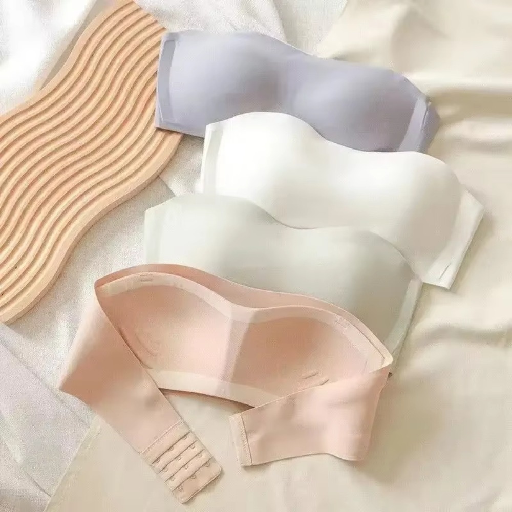 Solid Color Strapless Wrapped  - Plunge Bra Push Up reseña y precio