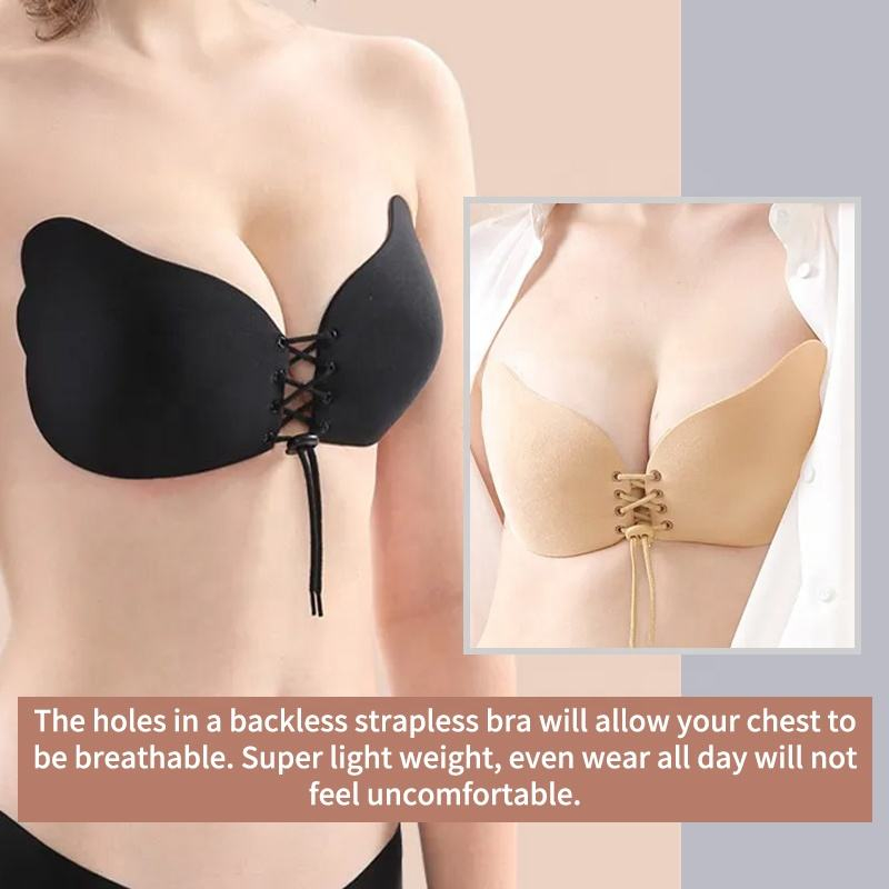 Wing shaped drawstring nude ba - Strapless Bra Adhesive reseña y precio
