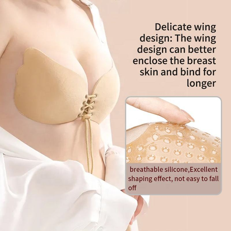 Wing shaped drawstring nude ba - Strapless Bra Adhesive reseña y precio