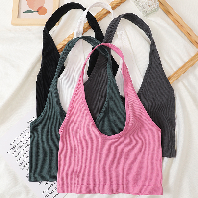 Halter-neck Tops Women Sexy Ba - T Shirt Bra Seamless reseña y precio