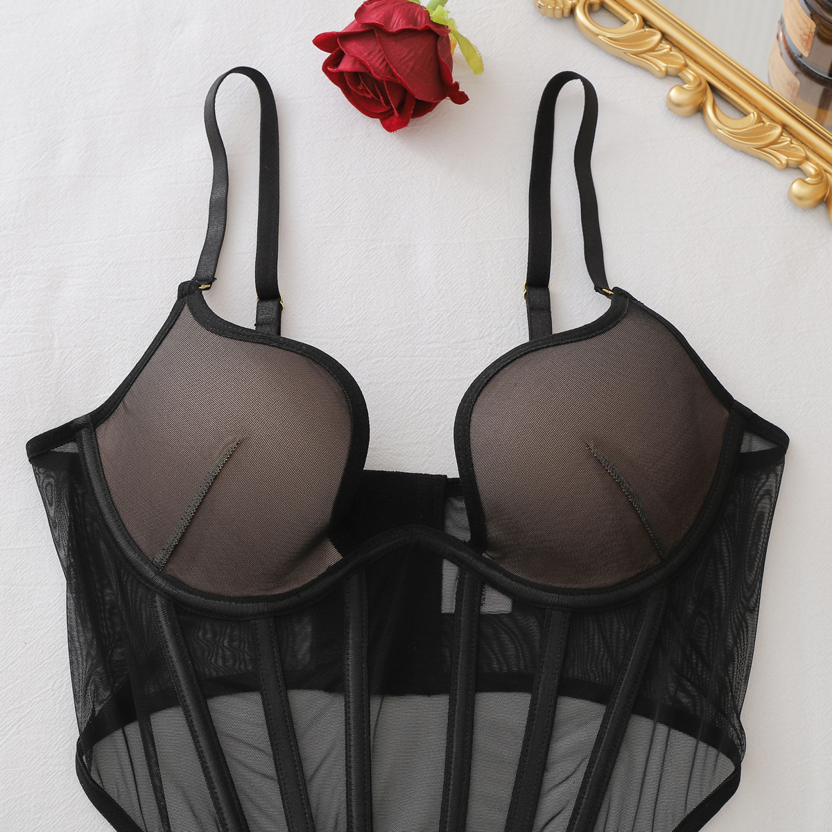 Mesh Erotic Set Women See Thro - Sheer Mesh Bra reseña y precio