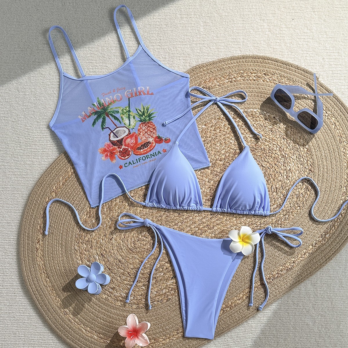 Fruit Print Bikini Bra Top Pas - Sheer Mesh Bra reseña y precio
