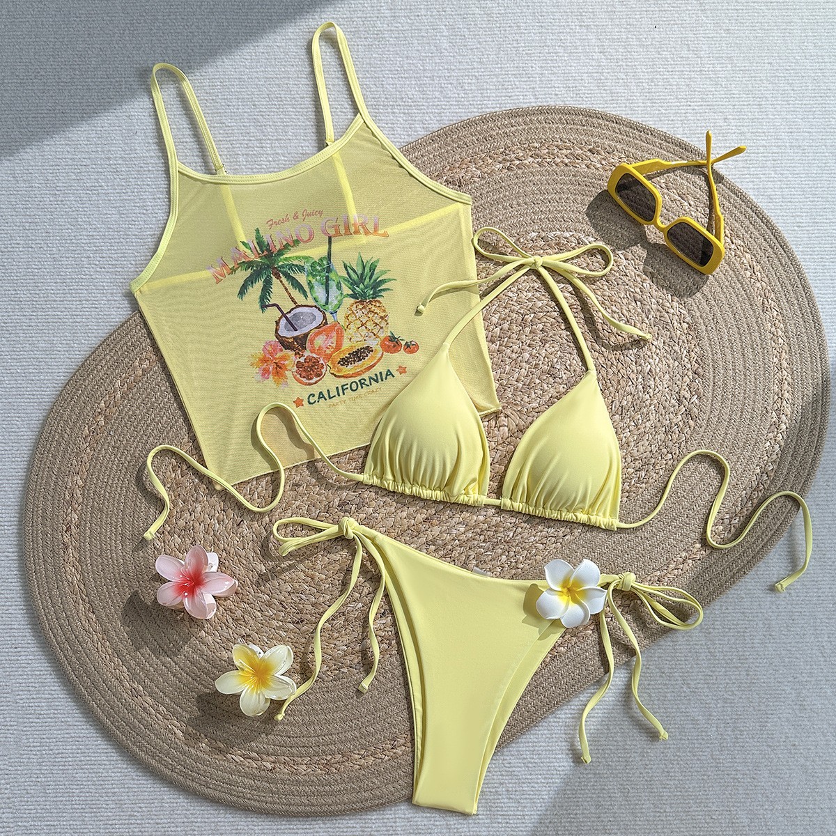 Fruit Print Bikini Bra Top Pas - Sheer Mesh Bra reseña y precio