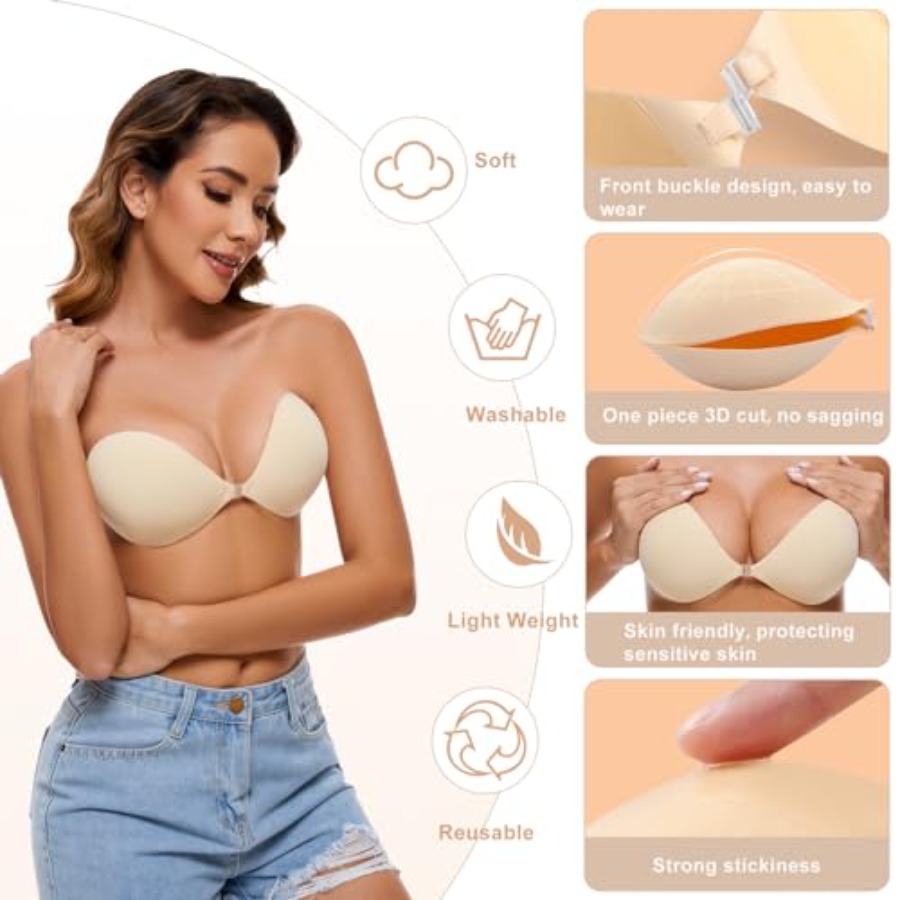 RELIRELIA Women's Sticky Self  - Push Up Bra Silicone reseña y precio